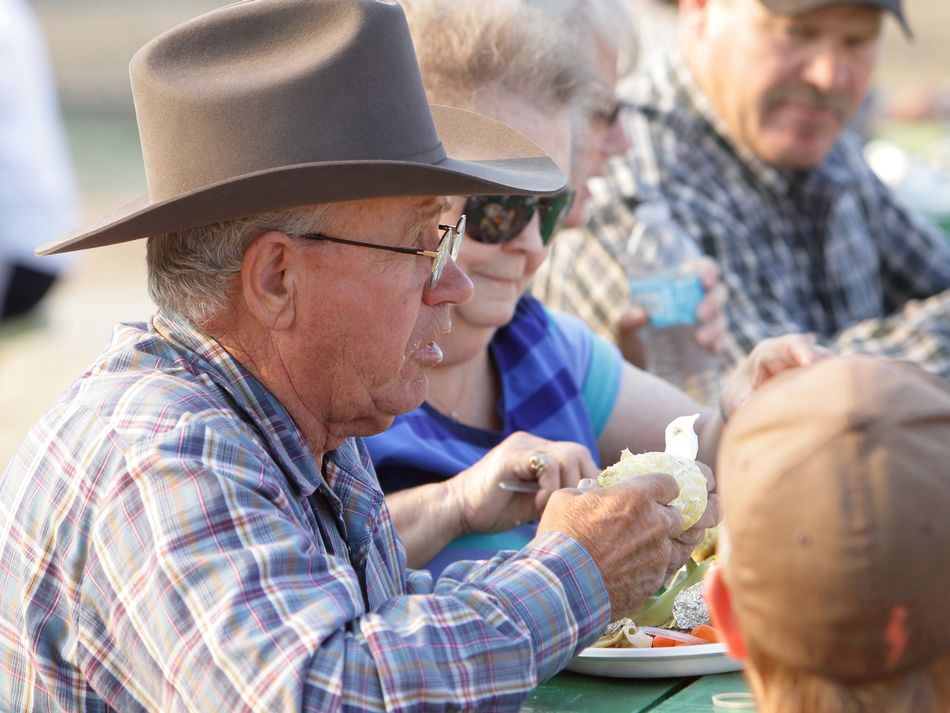 Members of the community enjoy food at the 2015 Klickitat County Fair.
