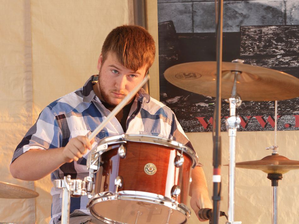 Young man plays the drums at the 2015 Klickitat County Fair.